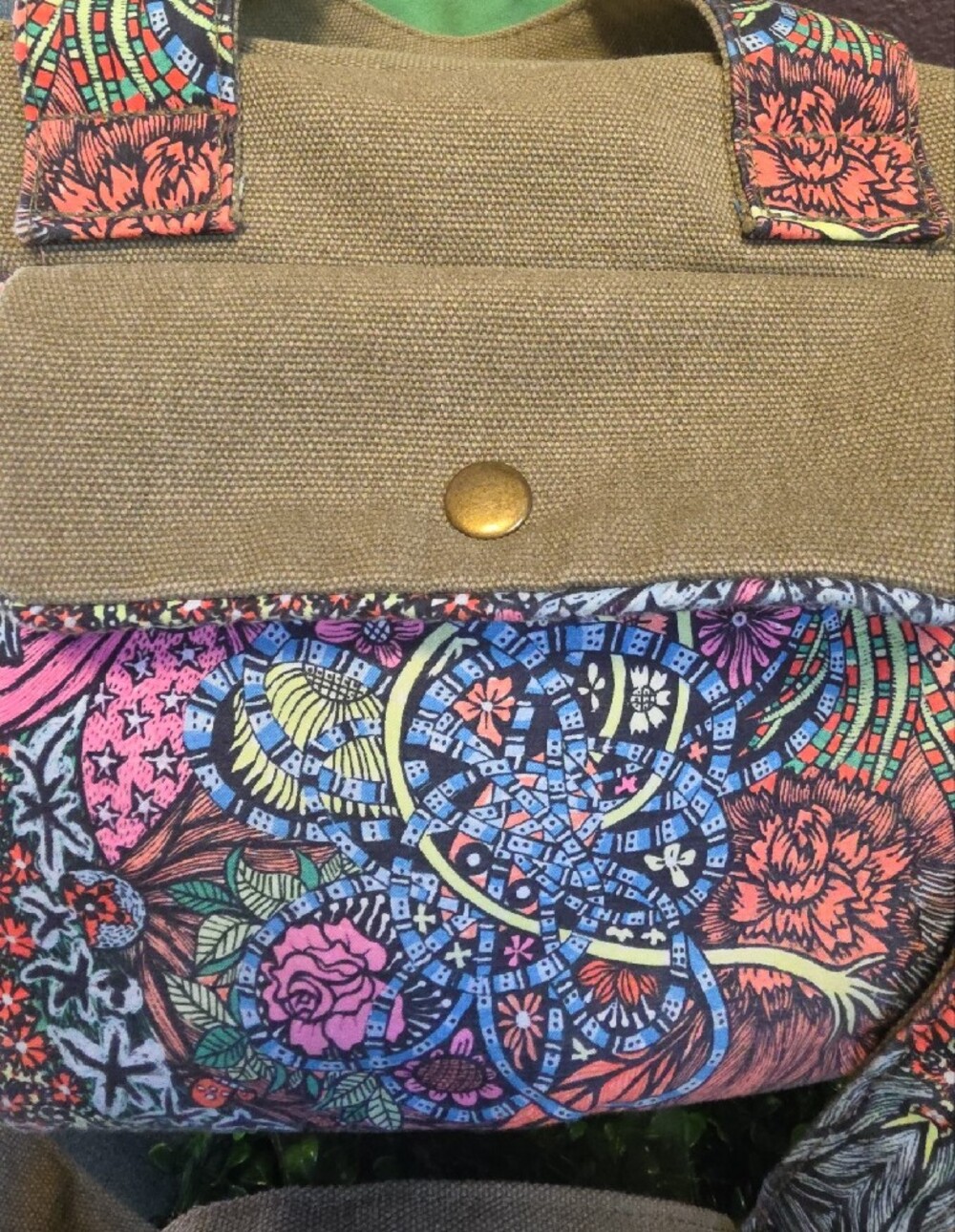 Black Butterfly Brand Neon Floral Canvas Satchel Bag With Removeable Crossbody - Picture 2 of 12